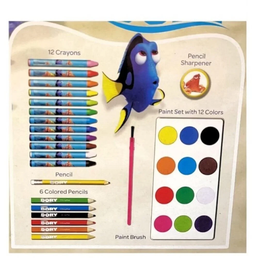 Disney Art Set Finding Dory Character Pixar Bendon Portable Craft with Case NEW